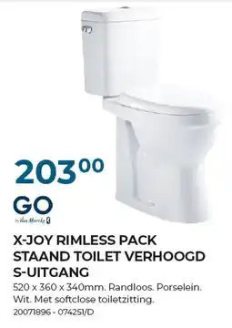 Meno Pro X-joy rimless pack staand toilet verhoogd s-uitgang aanbieding