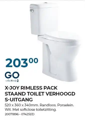 X-joy rimless pack staand toilet verhoogd s-uitgang