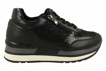 Berca Shoes Double Heart Sneaker Laag Dames Met Functionele Rits - Zwart aanbieding