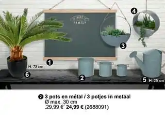 Cora 3 pots en métal - 3 potjes in metaal aanbieding