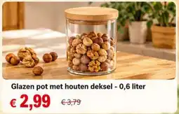 NH Market Glazen pot met houten deksel aanbieding