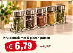 NH Market Kruidenrek met 5 glazen potten aanbieding