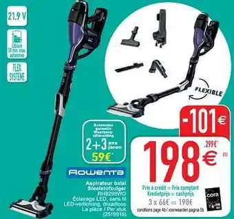Cora Rowenta aspirateur balai steelstofzuiger rh9299wo aanbieding