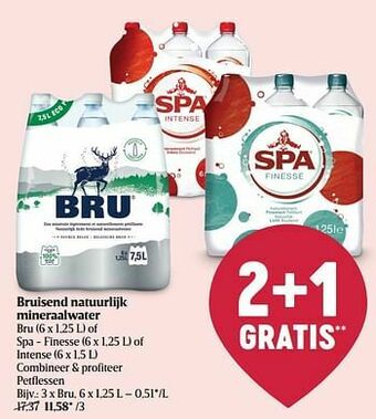 Delhaize Bruisend natuurlijk mineraalwater bru aanbieding