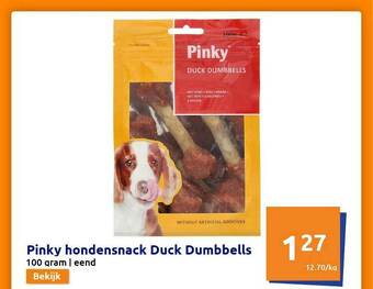 Action Pinky Hondensnack Duck Dumbbells aanbieding