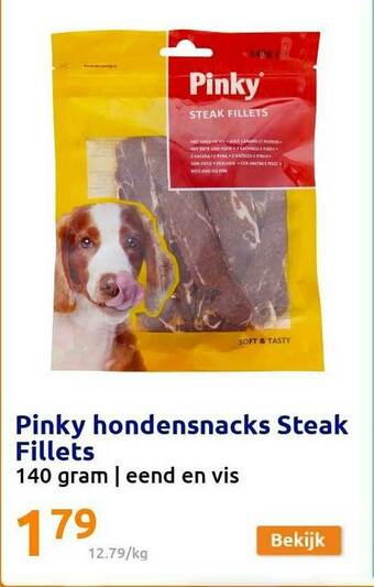 Action Pinky Hondensnacks Steak Fillets aanbieding