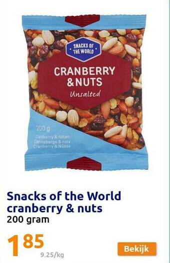 Action Snacks Of The World Cranberry & Nuts aanbieding