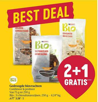 Delhaize Gedroogde Biovruchten aanbieding
