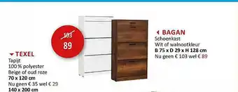 Weba Texel Tapijt, Bagan Schoenkast aanbieding