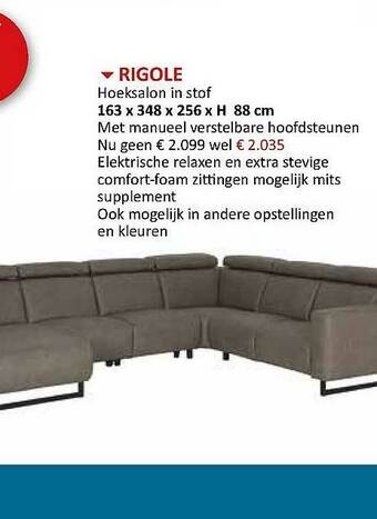 Weba Rigole Hoeksalon In Stof aanbieding