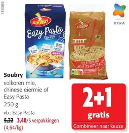 Colruyt Soubry volkkoren mie, chinese eiermie of Easy Pasta aanbieding