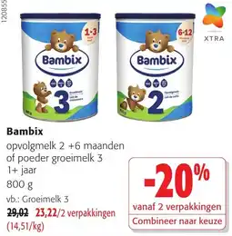 Colruyt Bambix opvolgmelk 2 +6 maanden of poeder groeimelk 3 1+ jaar aanbieding