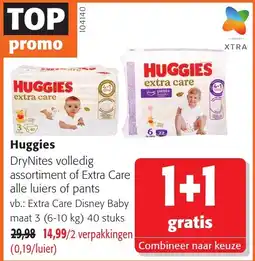 Colruyt Huggies DryNites volledig assortiment of Extra Care alle luiers of pants aanbieding