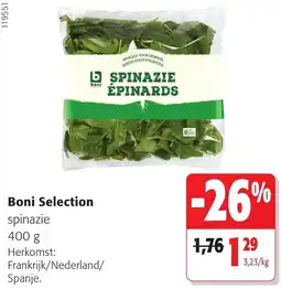 Colruyt Boni Selection spinazie aanbieding
