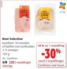Colruyt Boniselection toastham 10 sneetjes of kipfilet met tuinkruiden aanbieding