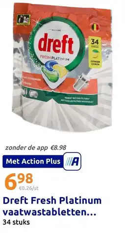 Action Dreft Fresh Platinum vaatwastabletten aanbieding