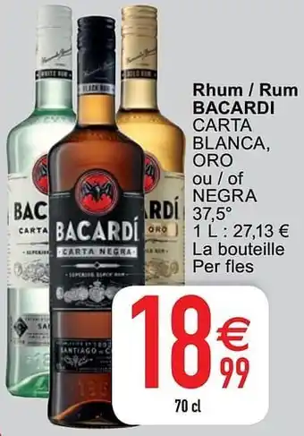 Cora Rhum - rum bacardi carta blanca, oro ou - of negra aanbieding