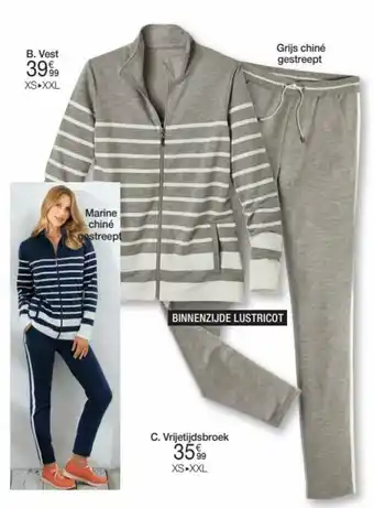 Damart Grijs chine gestreept Vest aanbieding