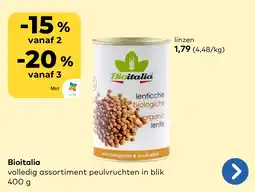Bio Planet Bioitalia volledig assortiment peulvruchten in blik aanbieding