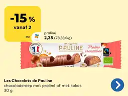 Bio Planet Les Chocolats de Pauline chocoladereep aanbieding