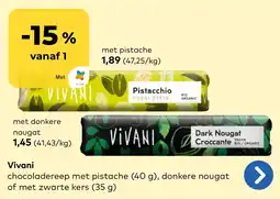 Bio Planet Vivani chocoladereep met pistache aanbieding