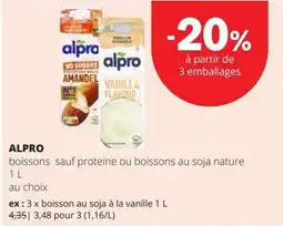 Spar Alpro boissons sauf proteine ou boissons au soja nature aanbieding