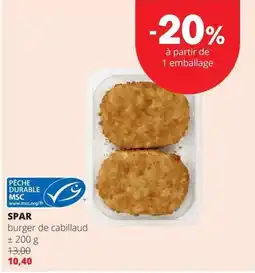 Spar burger de cabillaud aanbieding