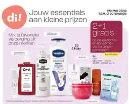 Di 2+1 gratis op de gezichts- en lichaamsverzorgingsgamma's aanbieding