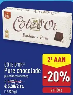 ALDI Côte d'or pure chocolade aanbieding
