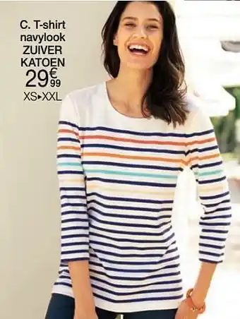 Damart T-shirt navylook zuiver katoen aanbieding