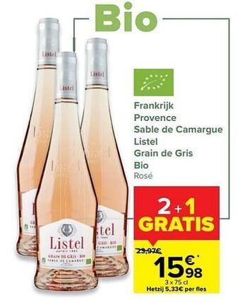 Carrefour Market Frankrijk provence sable de camargue listel grain de gris bio rosé aanbieding