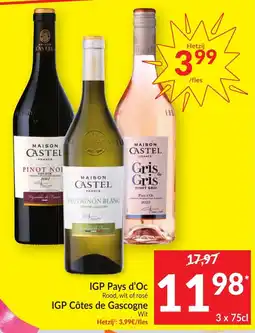 Intermarché IGP Pays d'Oc Rood, wit of rosé IGP Côtes de Gascogne Wit aanbieding