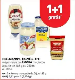 Spar Colruyt Hellmann's, Calvé ou Effi mayonnaise ou Amora moutarde aanbieding