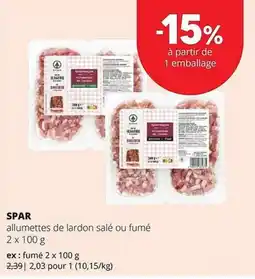 Spar Colruyt allumettes de lardon salé ou fumé aanbieding