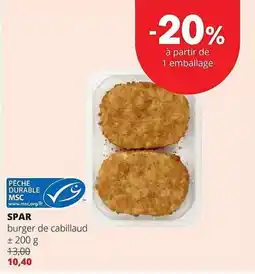 Spar Colruyt burger de cabillaud aanbieding