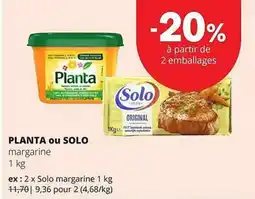 Spar Colruyt Planta ou Solo margarine aanbieding