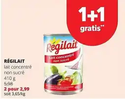 Spar Colruyt Régilait lait concentré non sucré aanbieding