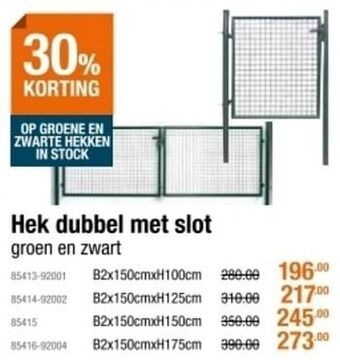 Cevo Hek dubbel met slot groen en zwart aanbieding