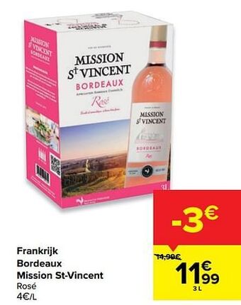 Carrefour Market Frankrijk bordeaux mission st-vincent rosé aanbieding