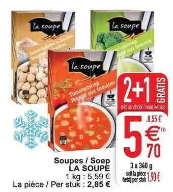 Cora Soupes - soep la soupe 3x340 g aanbieding