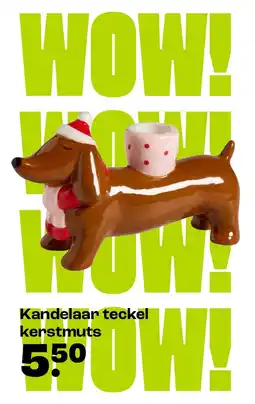 Kwantum Kandelaar teckel kerstmuts aanbieding