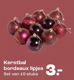 Kwantum Kerstbal bordeaux lipjes aanbieding
