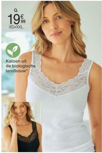 Damart Top in Fijn Geribd Tricot En Kant Met Stretch aanbieding