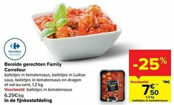 Carrefour Balletjes in tomatensaus aanbieding