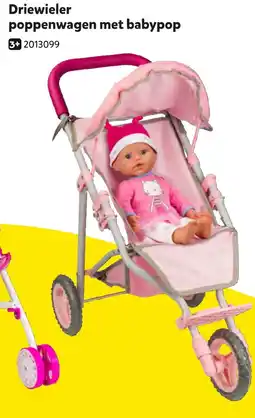 Intertoys Driewieler poppenwagen met babypop aanbieding