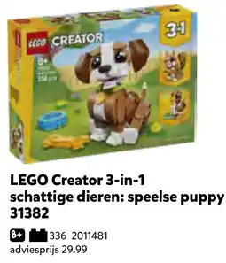 Intertoys lego creator 3-in-1 schattige dieren: speelse puppy aanbieding