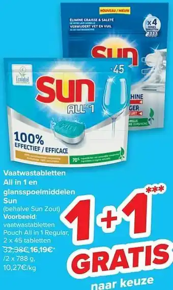 Carrefour Vaatwastabletten pouch all in 1 regular aanbieding