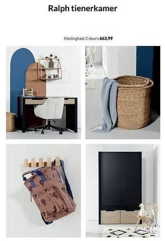 BabyPark Ralph tienerkamer kledingkast 2 deurs aanbieding