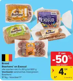 Carrefour Market Brood Boerkens' en Exosud aanbieding
