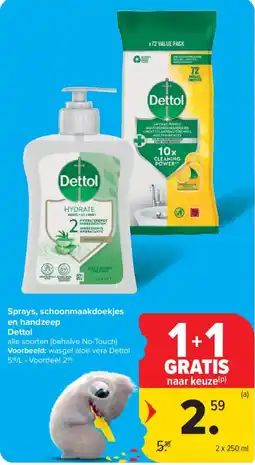 Carrefour Market Sprays, schoonmaakdoekjes en handzeep Dettol aanbieding